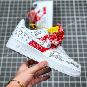 Custom x Nike Air Force 1 Low White Red Black For Sale