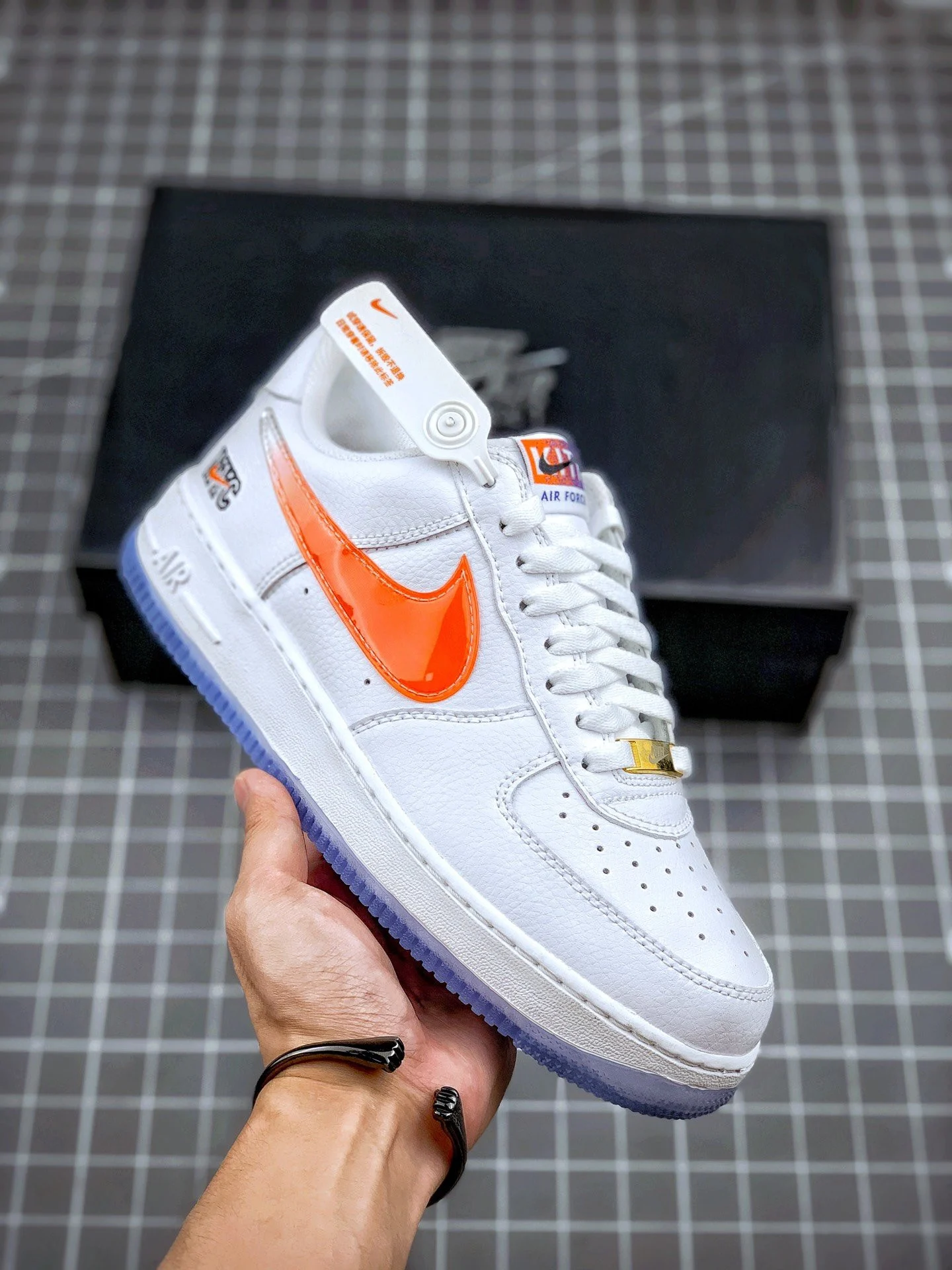 Kith x Nike Air Force 1 Low NYC White Rush Blue-White-Brilliant Orange