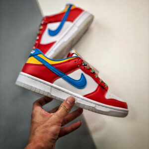 LeBron James X Nike Dunk Low Fruity Pebbles White Red-Blue DH8009-600 For Sale