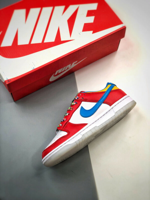 LeBron James X Nike Dunk Low Fruity Pebbles White Red-Blue DH8009-600 For Sale