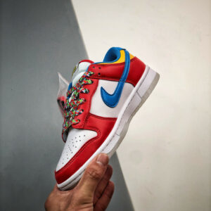 LeBron James X Nike Dunk Low Fruity Pebbles White Red-Blue DH8009-600 For Sale