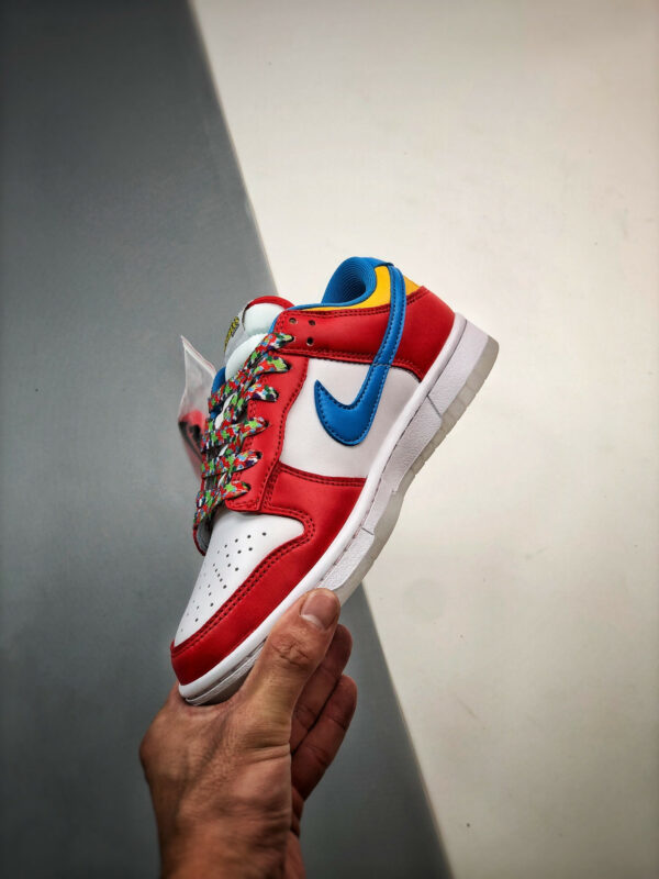 LeBron James X Nike Dunk Low Fruity Pebbles White Red-Blue DH8009-600 For Sale