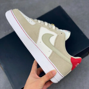 Nike Air Force 1 Low First Use Light Stone Black-Sail-University Red For Sale