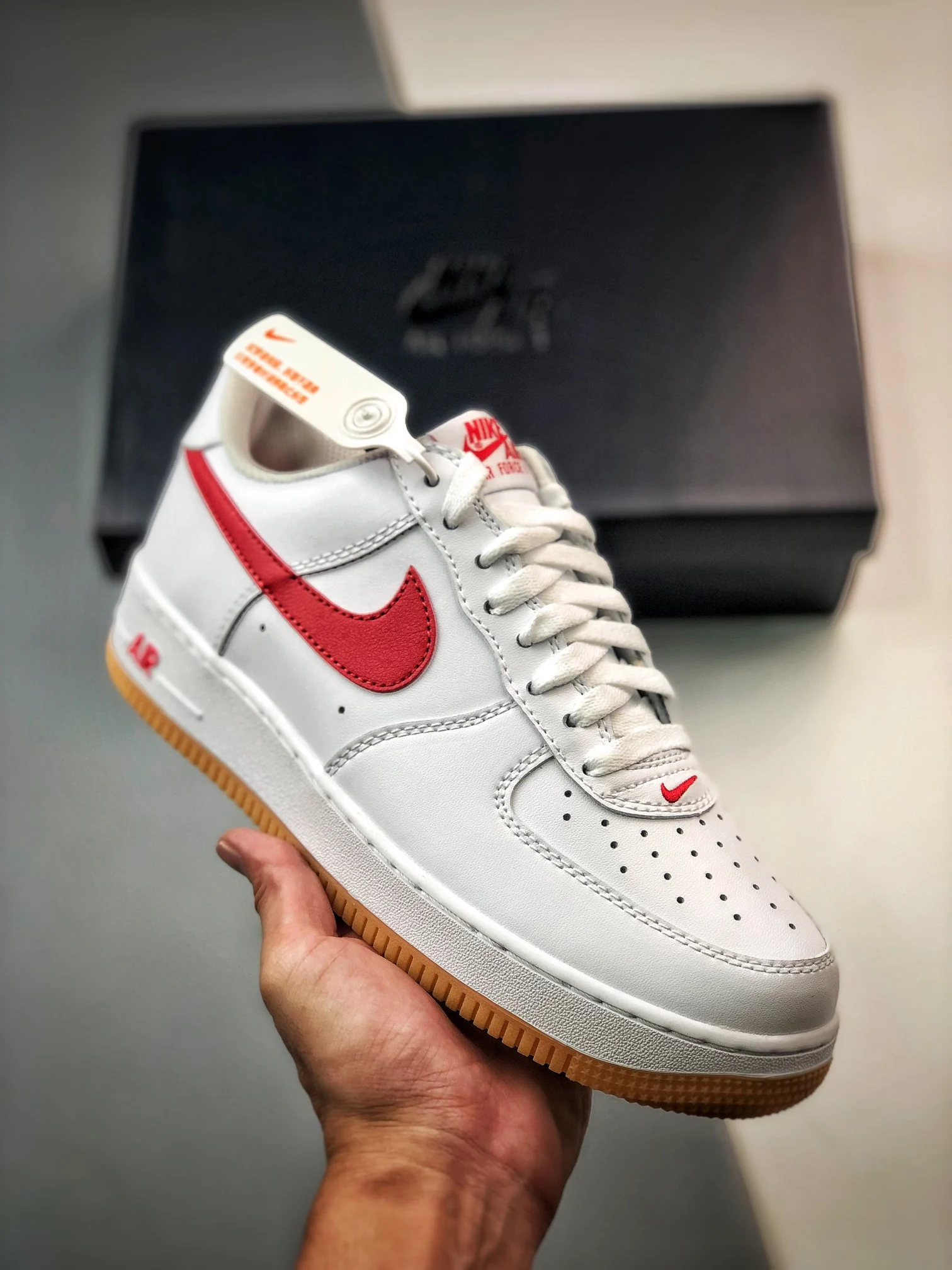 Nike Air Force 1 Low Since 82 White University Red-Gum Yellow For Sale