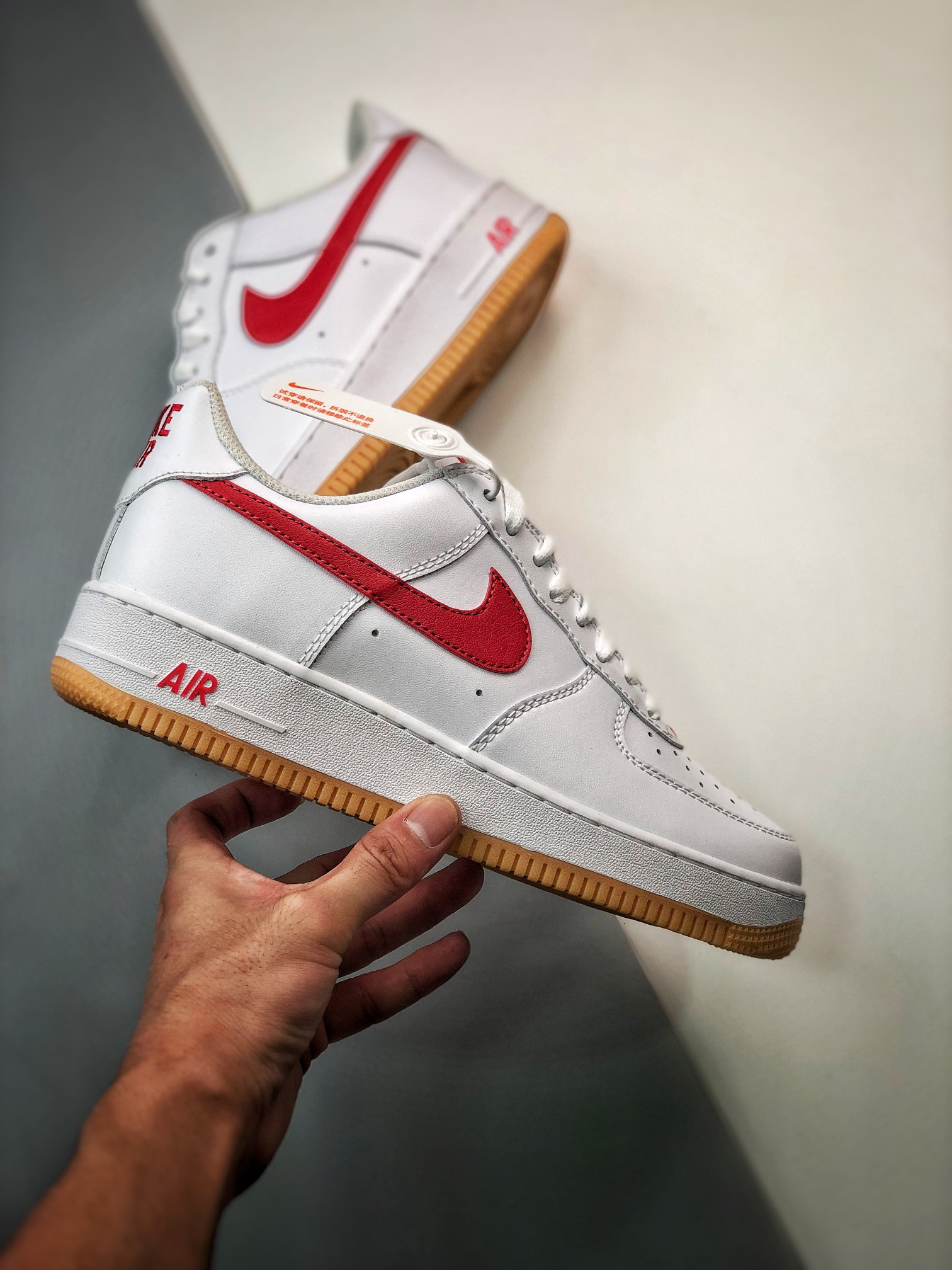 Nike Air Force 1 Low Since 82 White University Red-Gum Yellow For Sale