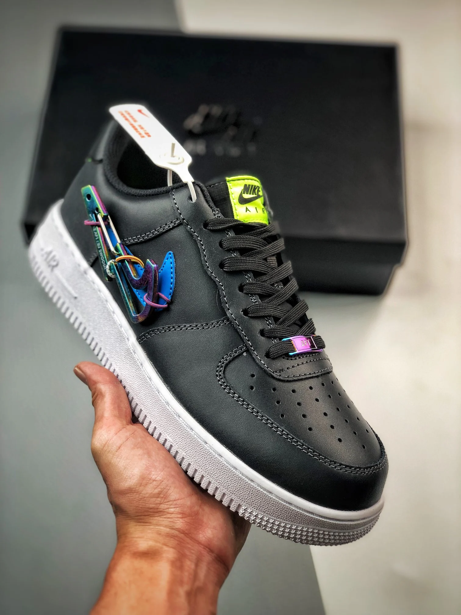 Nike Air Force 1 Low Carabiner Swoosh Dark Smoke Grey Photo Blue-Volt For Sale