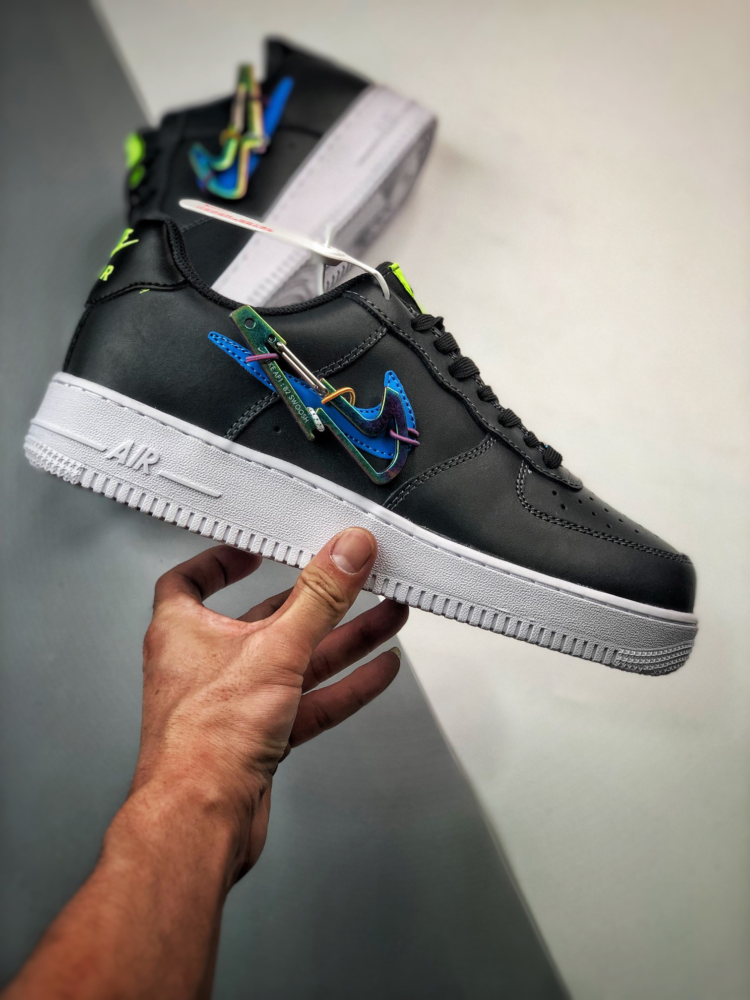 Nike Air Force 1 Low Carabiner Swoosh Dark Smoke Grey Photo Blue-Volt For Sale