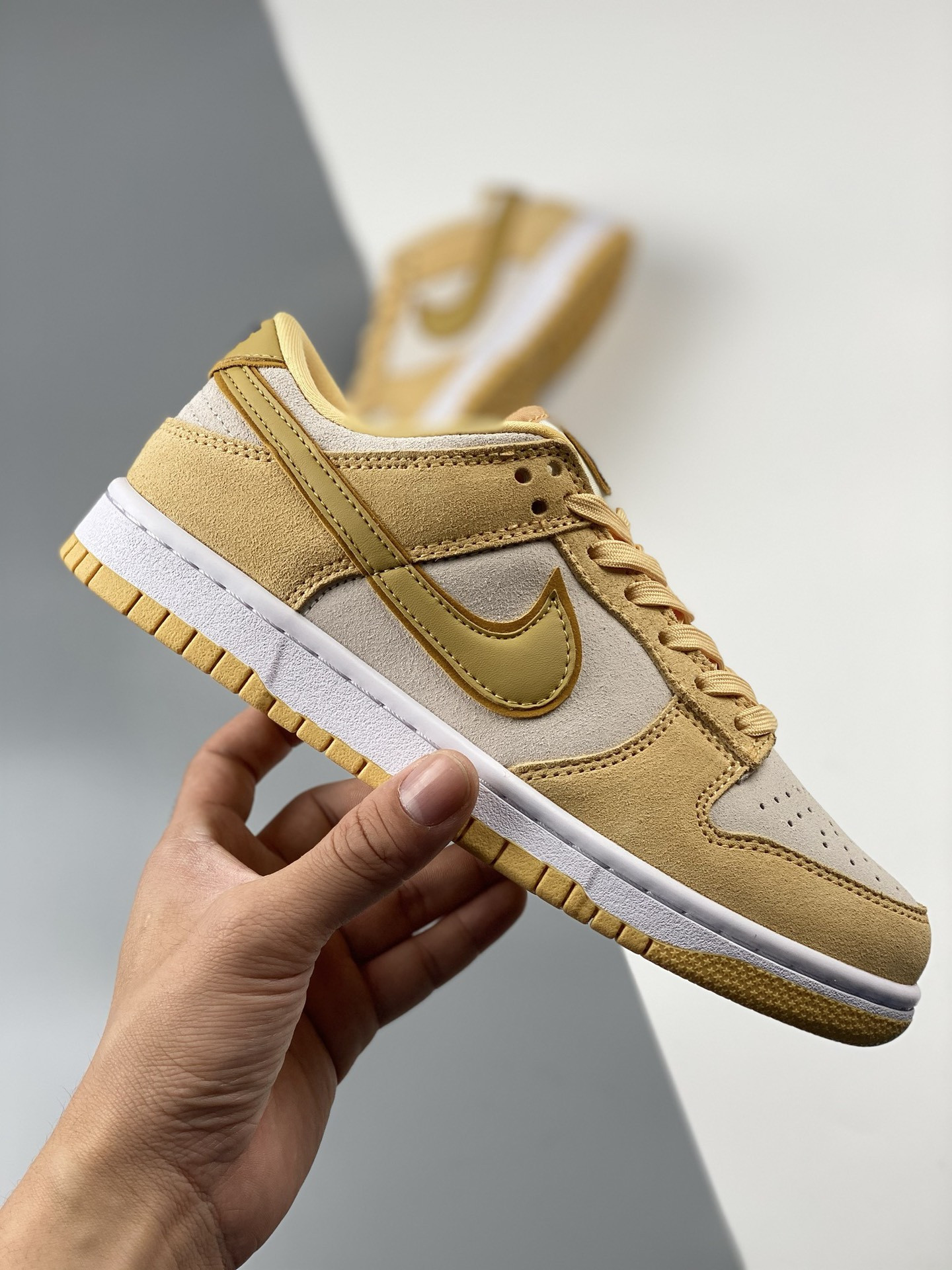 Nike Dunk Low WMNS Gold Suede DV7411-200 For Sale