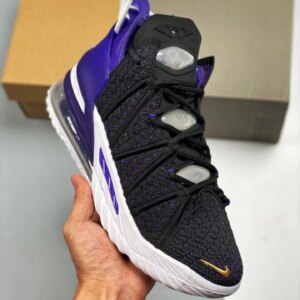 Nike LeBron 18 Lakers Black Metallic Gold-Court Purple-White For Sale