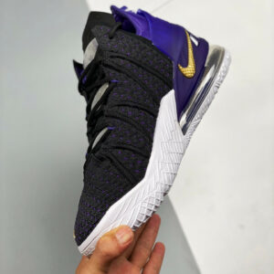 Nike LeBron 18 Lakers Black Metallic Gold-Court Purple-White For Sale