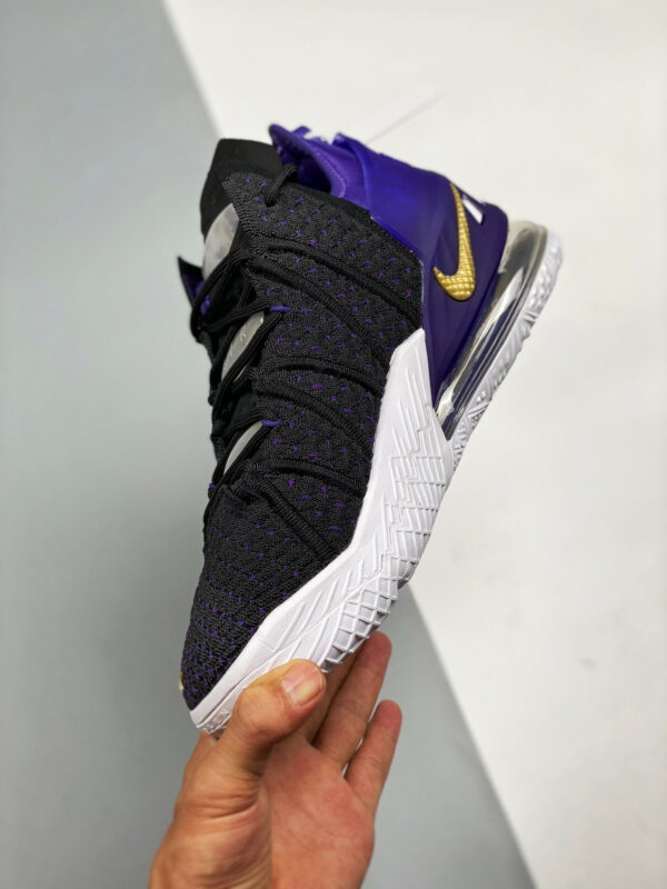 Nike LeBron 18 Lakers Black Metallic Gold-Court Purple-White For Sale