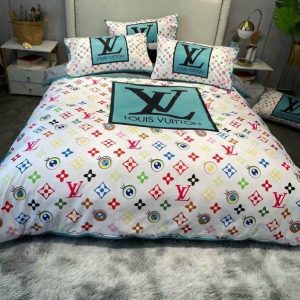 Louis Vuitton Logo Brand Bedding Set Home Decor Bedspread Luxury Bedroom