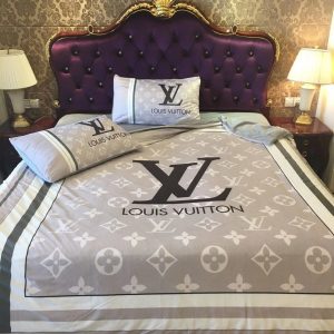 Louis Vuitton Logo Brand Bedding Set Luxury Home Decor Bedspread Bedroom