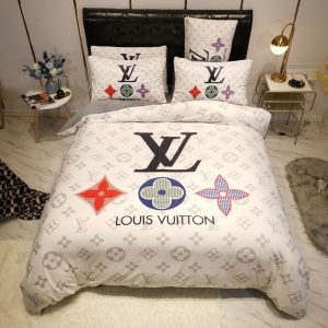 Louis Vuitton Logo Brand Bedding Set Luxury Home Decor Bedspread Bedroom