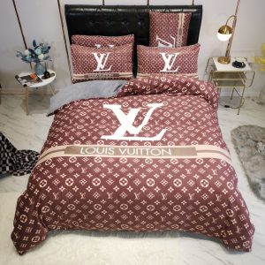 Louis Vuitton Logo Brand Bedding Set Home Decor Bedspread Bedroom Luxury