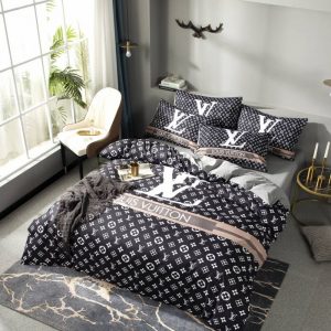 Louis Vuitton Logo Brand Bedding Set Home Decor Luxury Bedroom Bedspread