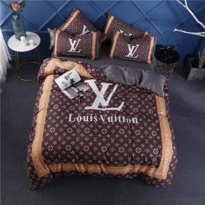 Louis Vuitton Logo Brand Bedding Set Luxury Home Decor Bedroom Bedspread