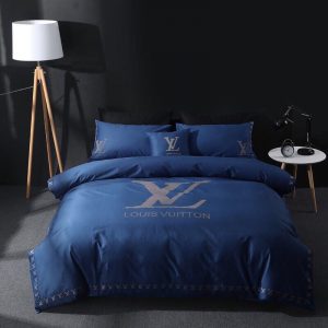 Louis Vuitton Logo Brand Bedding Set Luxury Bedspread Home Decor Bedroom