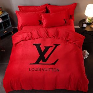 Louis Vuitton Logo Brand Bedding Set Bedroom Home Decor Bedspread Luxury