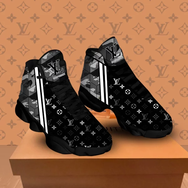 Louis Vuitton Black Air Jordan 13 Sneakers Fashion Trending Shoes Luxury