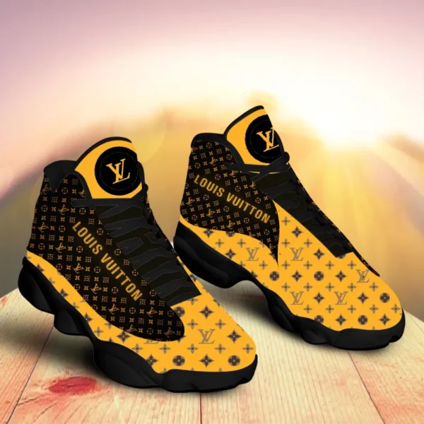 Louis Vuitton Yellow Brown LV Air Jordan 13 Fashion Sneakers Trending Shoes Luxury