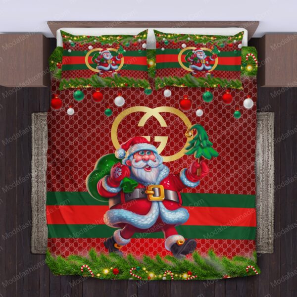 Santa Claus Gucci Logo Brand Bedding Set Home Decor Bedspread Luxury Bedroom