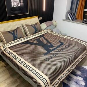 Louis Vuittongoldth.Com Logo Brand Bedding Set Home Decor Luxury Bedspread Bedroom