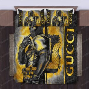 Deadpool Gucci Logo Brand Bedding Set Bedspread Luxury Bedroom Home Decor