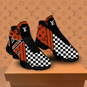 Louis Vuitton Orange Black Air Jordan 13 Fashion Shoes Luxury Trending Sneakers