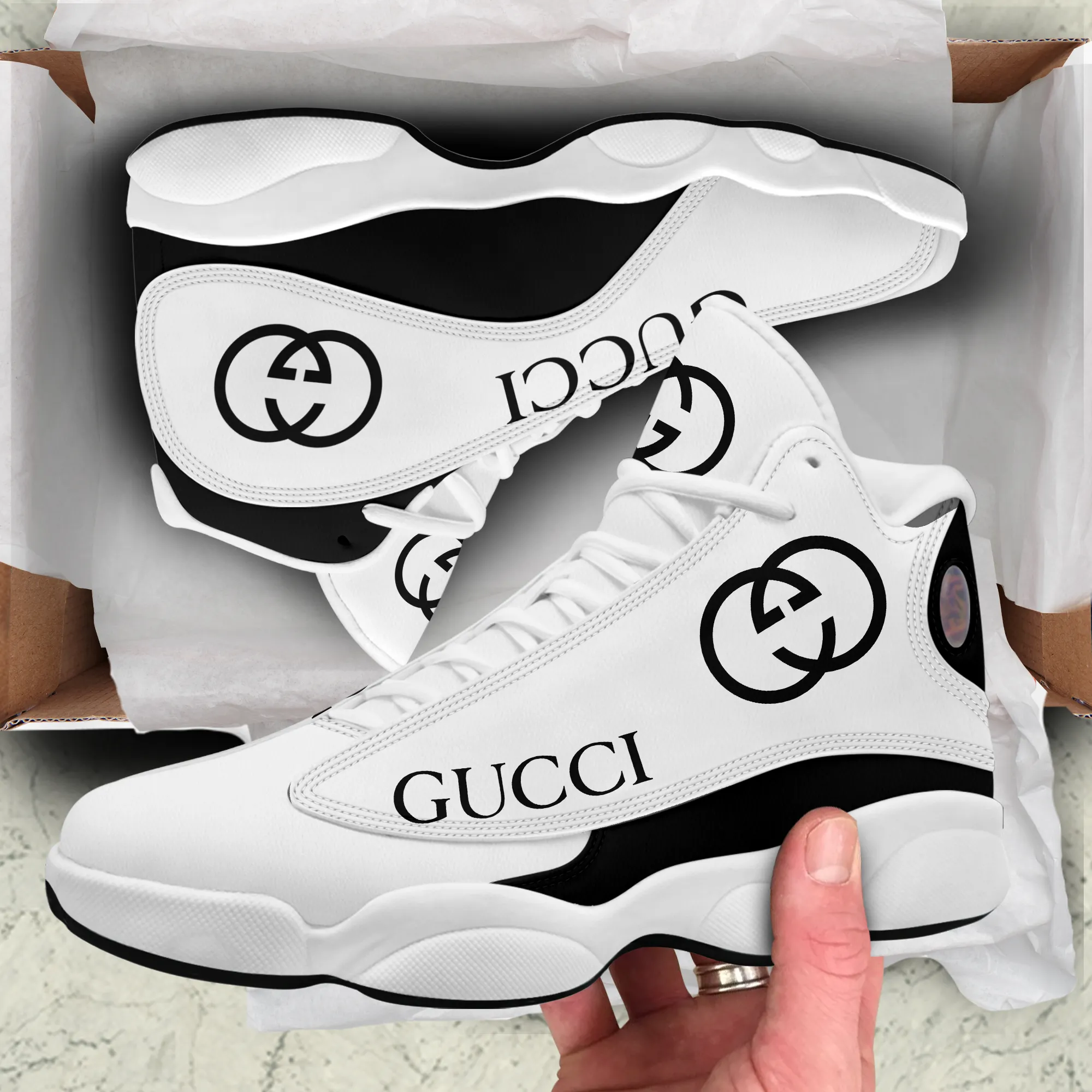 Gucci White Air Jordan 13 Shoes Fashion Luxury Trending Sneakers