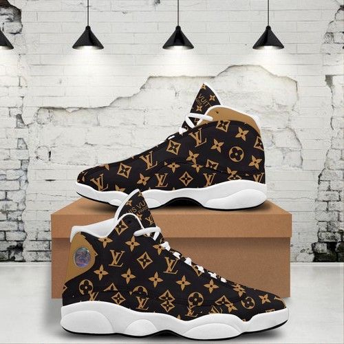 LV Louis Vuitton Brown Air Jordan 13 Luxury Fashion Shoes Trending Sneakers