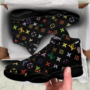 Retro Louis Vuitton Black LV  Air Jordan 13 Trending Luxury Fashion Sneakers Shoes