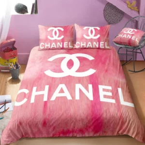 Chanel Pink Logo Brand Bedding Set Bedroom Luxury Home Decor Bedspread