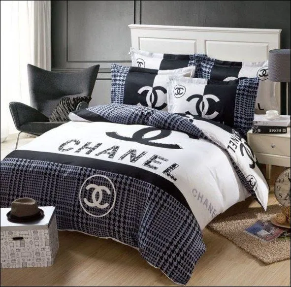 Chanel Logo Brand Bedding Set Home Decor Bedspread Bedroom Luxury