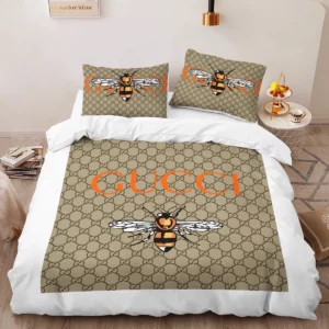 Gucci Bee Logo Brand Bedding Set Bedroom Bedspread Home Decor Luxury