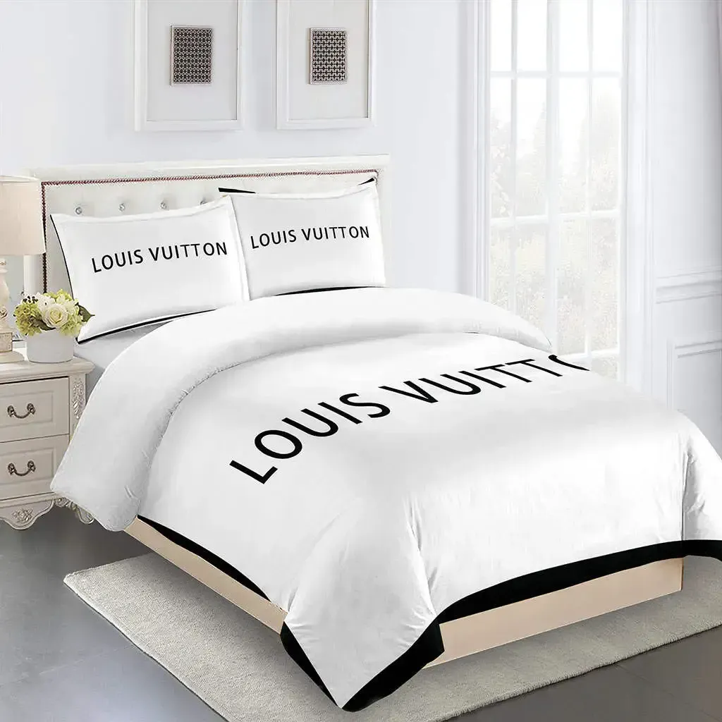 Louis Vuitton Logo Brand Bedding Set Luxury Home Decor Bedroom Bedspread