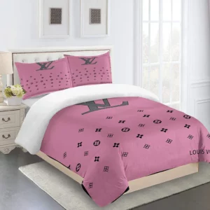 Louis Vuitton Logo Brand Bedding Set Luxury Bedspread Home Decor Bedroom