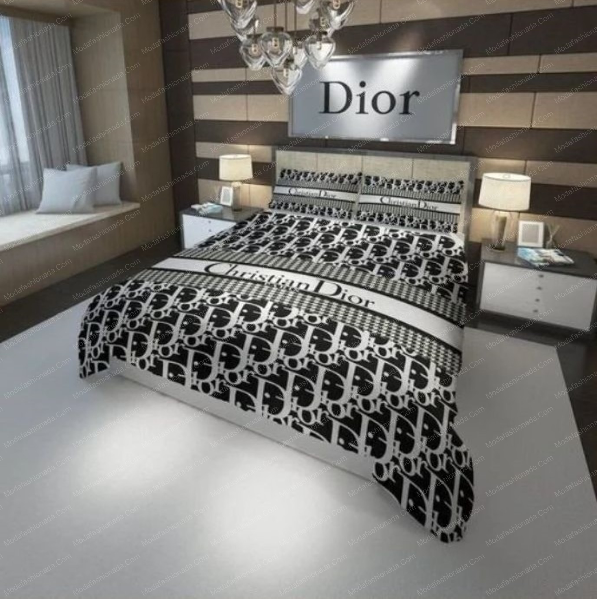 Christian Dior Logo Brand Bedding Set Home Decor Bedspread Bedroom Luxury