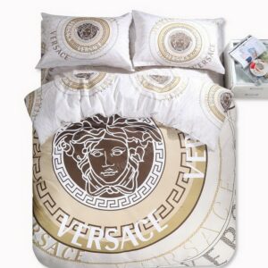 Versace Logo Brand Bedding Set Luxury Bedspread Home Decor Bedroom