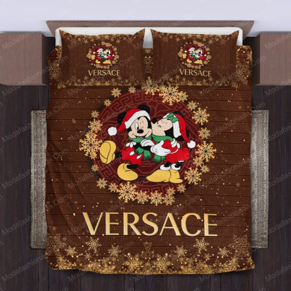 Mickey And Minnie Versace Logo Brand Bedding Set Home Decor Bedroom Luxury Bedspread