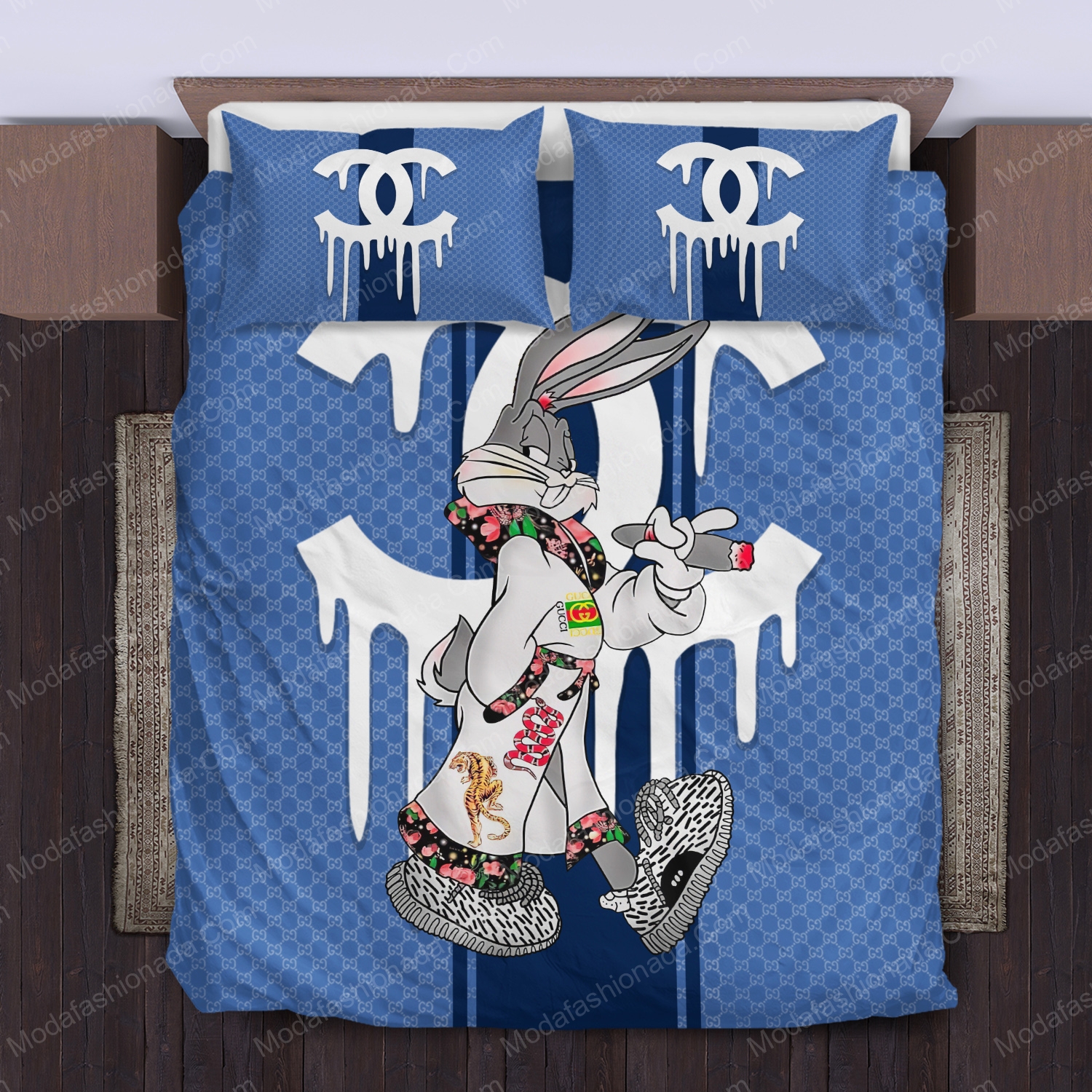 Bugs Bunny Gucci Logo Brand Bedding Set Home Decor Luxury Bedspread Bedroom