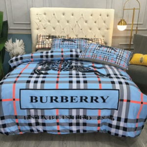 Burberry Logo Brand Bedding Set Luxury Bedspread Bedroom Home Decor