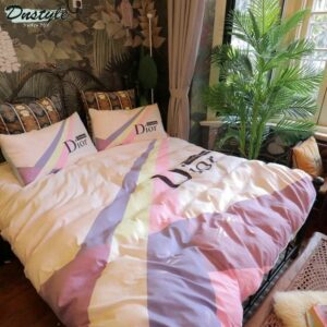 Dior Logo Brand Bedding Set Luxury Home Decor Bedroom Bedspread