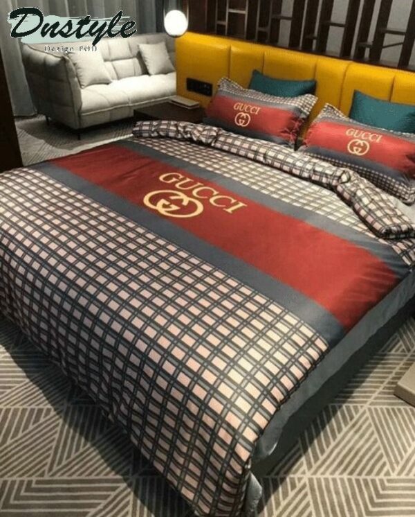 Gucci Logo Brand Bedding Set Bedspread Luxury Home Decor Bedroom