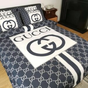 Gucci Logo Brand Bedding Set Bedspread Luxury Bedroom Home Decor