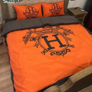 Hermes Paris Logo Brand Bedding Set Bedspread Luxury Home Decor Bedroom