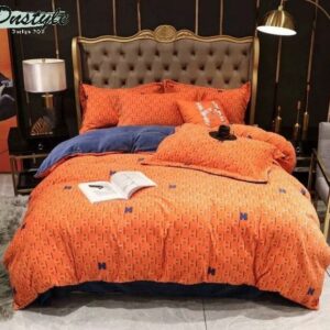 Hermes Paris Logo Brand Bedding Set Bedroom Luxury Home Decor Bedspread