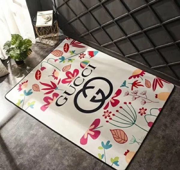 Gucci flower Rectangle Rug Home Decor Fashion Brand Area Carpet Luxury Door Mat