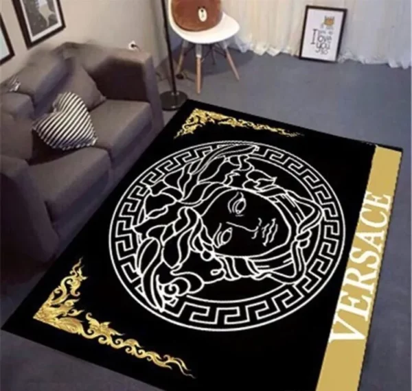 Gianni versace black Rectangle Rug Home Decor Door Mat Area Carpet Fashion Brand Luxury