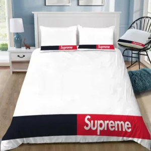 Supreme White Logo Brand Bedding Set Luxury Bedspread Home Decor Bedroom